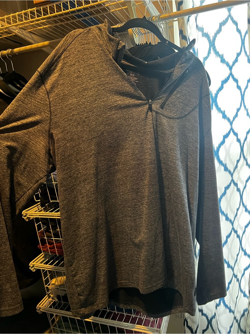Dark Gray Quarter-Zip Hoodie Top